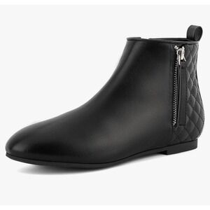 MaxMuxun Black Quilted Faux Leather Booties Size 9.5‎ New